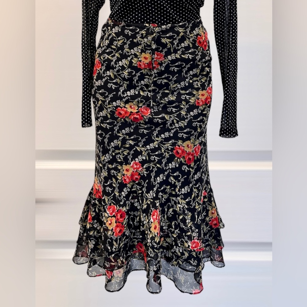 Romantic Floral Midi Skirt